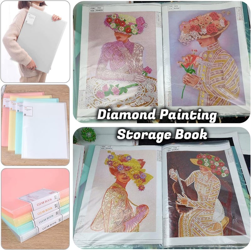 HOWUKE A3 Diamond Painting Storage Book, 60 Views Art Portfolio Presentations Folder with 30 Pages Protectors, 17.3x12.8in - Image 4